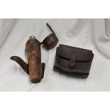 Leather cased flask & leather sandwich case
