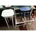 Pair of chairs, stool & painted occasional table