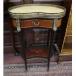 French mahogany inlaid side table with marble top