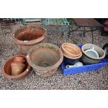 Collection of terracotta & glazed plant pots and planters