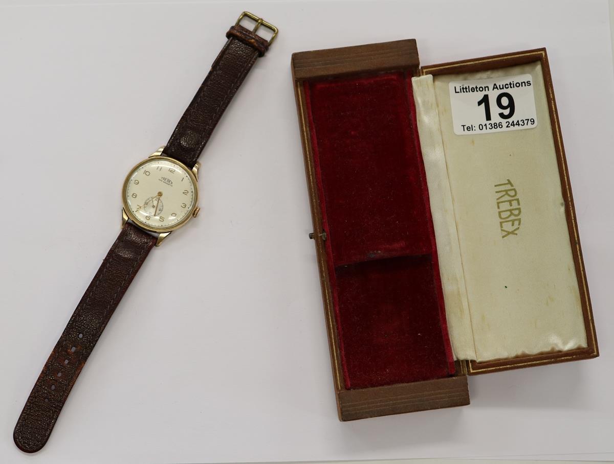 Gold watch by Trebex in case
