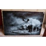 Glass wall art - Rhinoceros - H=80cm W=120cm