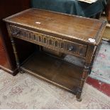 Oak hostess trolley with drawer