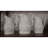 3 Belleek style jugs