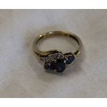 Gold sapphire & diamond set ring