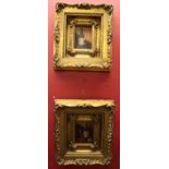 Pair of miniatures in heavy set gilt frames - Wine