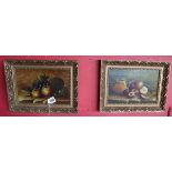 Pair of oils, still life in gilt frames