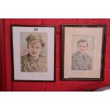 2 watercolours by H Foster - Ruby in the ATS 1948 & Desmond Haynes in the RAF