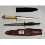 Fairbairn-Sykes style fighting knife by A. Wright and Son Ltd. Sheffeild & 1 with white metal mounts