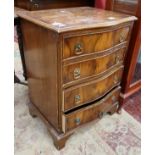 Serpentine fronted bedside chest of 4 drawers