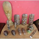 African wooden tribal facemasks etc.