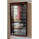 Hanging display cabinet with glass shelves - Approx H: 75cm x W: 40cm x D: 13cm
