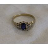 Gold sapphire & diamond ring