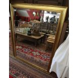 Large bevelled glass gilt framed mirror - Overall approx W: 104.5cm x H: 135cm