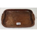 Carved oak Arts and Crafts tray signed