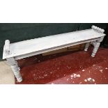 Carved shabby chic bench - Approx H: 42cm x W: 134cm x D: 27cm