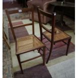 Pair of antique cane seated inlaid bedroom chairs