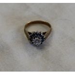 Gold diamond & sapphire cluster ring