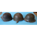 3 WWII helmets