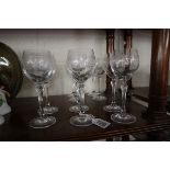 Collection of 10 good quality etched wine glasses