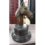 Bronze on marble base - Horse head bust - H: 20cm
