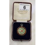 Hallmarked silver & enamel hill climb medal