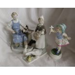 3 figurines - Royal Worcester & 2 German