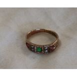 Victorian gold ruby, pearl & emerald ring