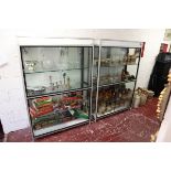 2 glass display units with lights - H: 181cm x W: 122cm x D: 43cm