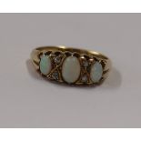 Victorian 18ct gold opal & diamond set ring