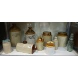 Collection of stoneware to include cod bottle