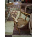 Elm seated stick back kitchen armchair