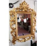 Large gilt Rococo style wall mirror with bevelled glass - Overall size H: 140cm x W: 96cm