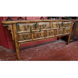 Chinese 9 drawer sideboard - Approx W: 199cm x H: 83.5cm x D: 51cm