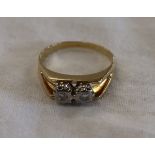 18ct gold 2 stone diamond ring