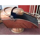 Copper coal scuttle and shovel