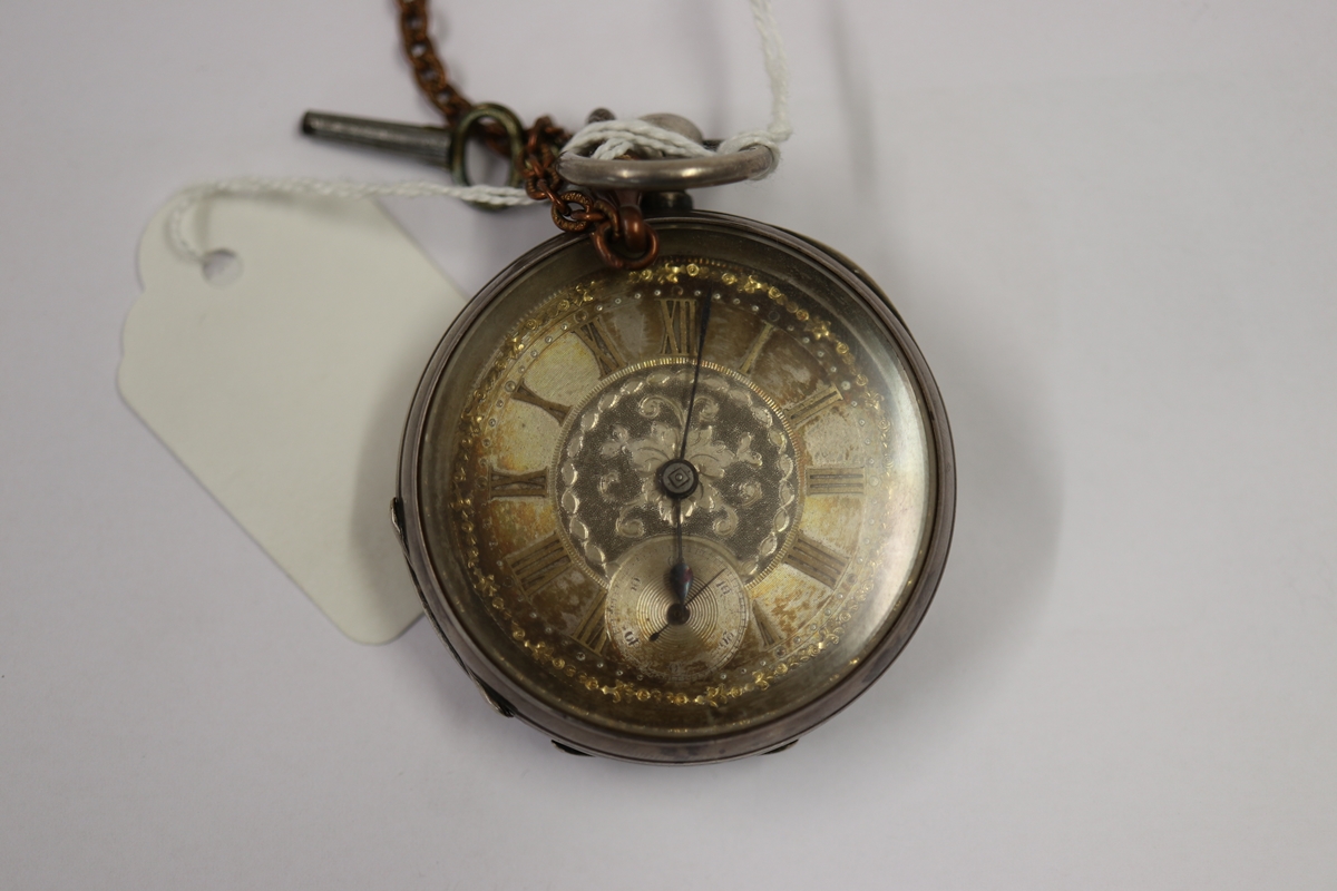 Silver fob watch - Image 2 of 7