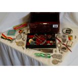 Jewellery box and contents to include silver