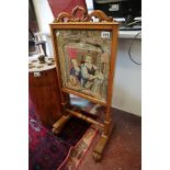 Mahogany tapestry fire screen