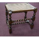 Cane seated barley twist stool