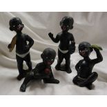 Four kitsch model boys with fruit - Kenmar / Barsony style - Tallest approx H: 15cm