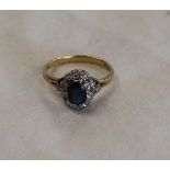 18ct gold sapphire & diamond cluster ring