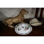 Beswick wall pocket hat, Shelley dish & Gomer dog