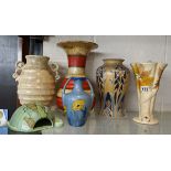 6 vintage vases to include 1 Crown Devon