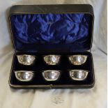 Set of six cased hallmarked silver bowls - Weight approx 338g