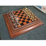 Good quality chess set with storage including metal pieces