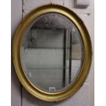Oval gilt framed bevelled glass mirror - Approx overall W: 50cm x H: 60cm