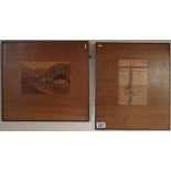 Marquetry pictures - Approx overall size W: 39cm x H: 35.5cm & W: 33.5cm x H: 39cm