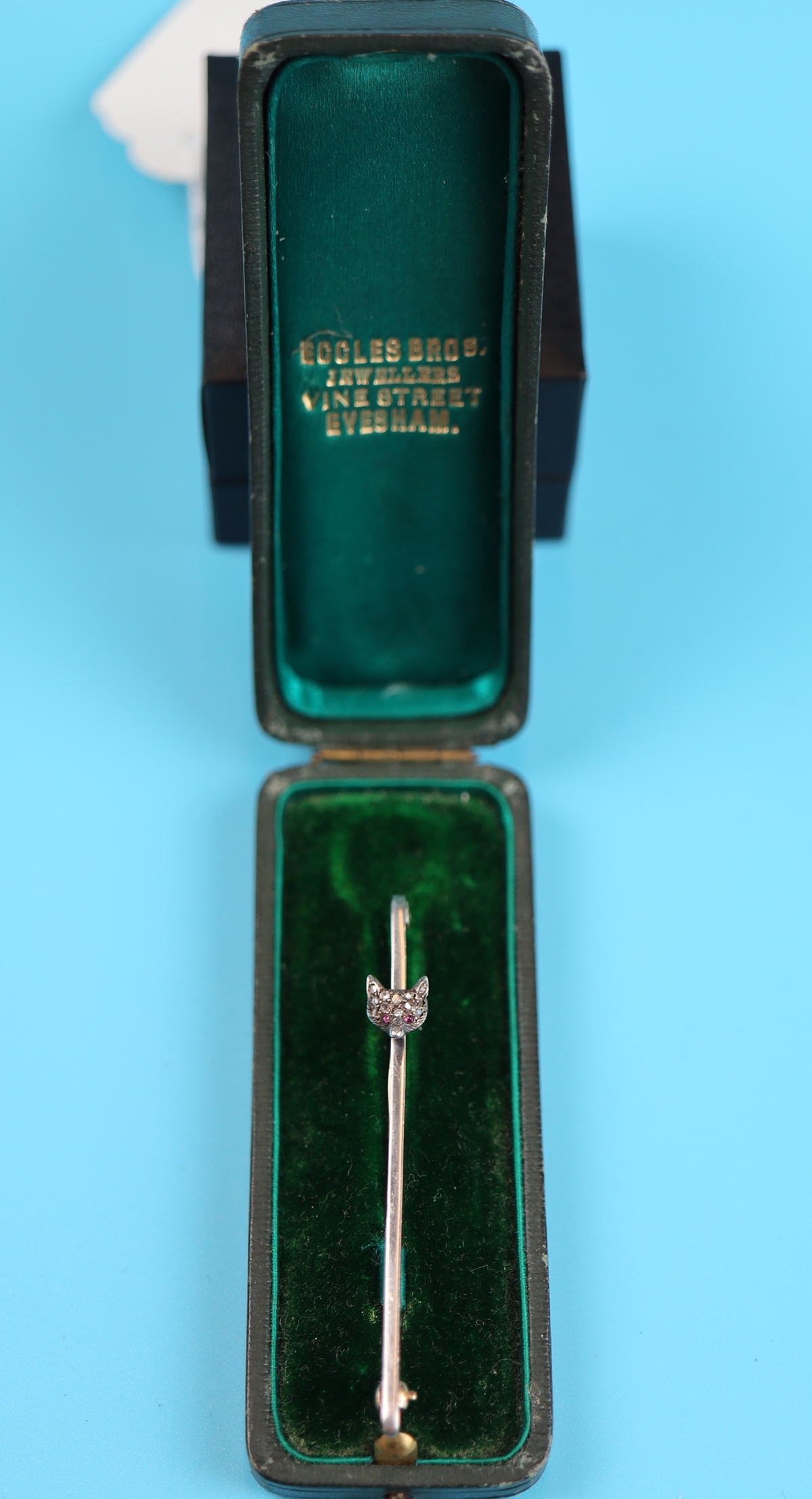 Victorian 15ct ruby & diamond set fox head stick pin
