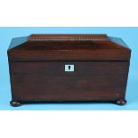 Rosewood tea caddy - Approx W: 30cm x D: 15cm H: 17.5cm